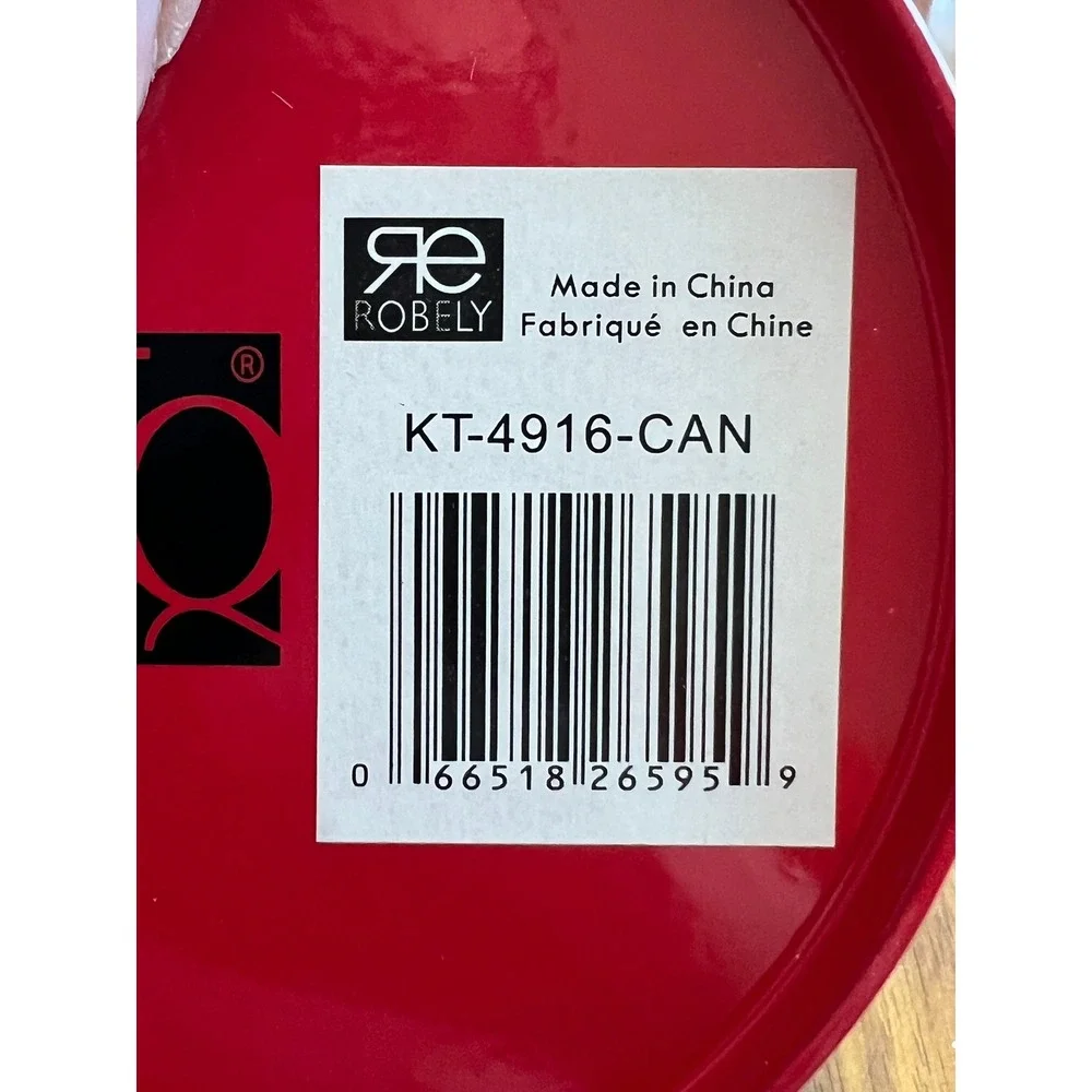 Robely Tea Canister Kitchen Storage Tin Red Metal 6in NWOT Farmhouse KT-4916